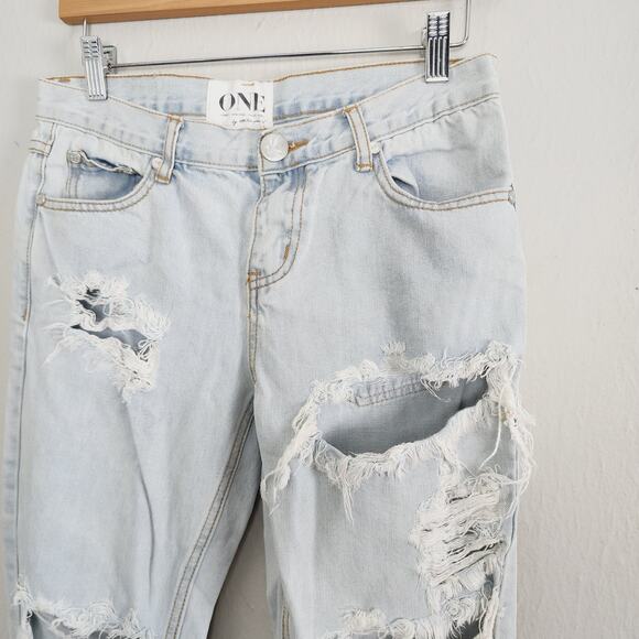 One Teaspoon Awesome Baggies Distressed Low Rise Baggy Jeans W25 Denim - Picture 5 of 15